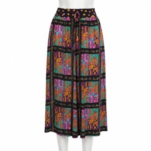 Componix Marsha Brander Skirt Women L Black Multi Abstract Art Deco Colorful